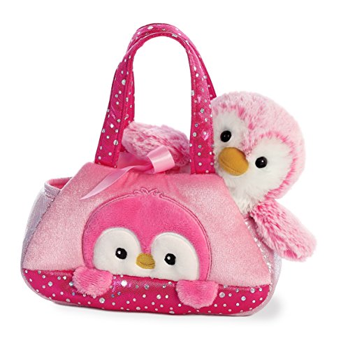 Aurora World Fancy Pals Peek-A-Boo Purse Pet Carrier Pom Pom Penguin, Pink