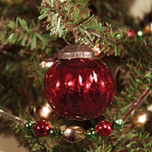 Country House Collection 86940 Ridged Mercury Ornament, 1-inch Height, Red