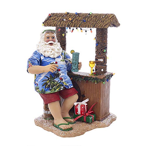 Kurt Adler Adler 11" Beach Santa At Tiki Bar Figure