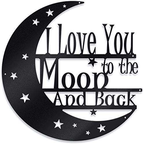 I Love You To The Moon And Back Wall Art - Steel Roots Decor - 8‚Äö√Ñ√¥‚Äö√Ñ√¥ (Black) - Decoration Hanging gift with Love Quote - Gift For Anniversary and Valentine‚Äö√Ñ√¥s day - Powder Coated Metal Laser Cut Holes