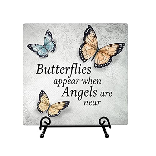 Carson 14460 Butterflies Appear Memorial Easel Plaque, 6-inch Square, Ceramic