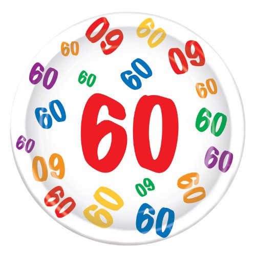 Beistle 58037-60 60th Birthday Round Plates, 8 Pcs