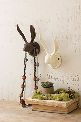 Kalalou Rustic Cast Iron Rabbit Wall Hook, One Size, Brown