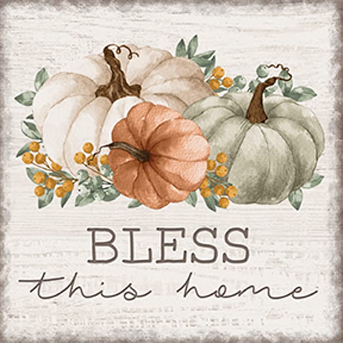 Carson Home Bless This Home Fall House Coaster, 4-inch Square, Set of 4
