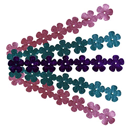 Hygloss Products Sticker Strips-35 per Pack-2" Embossed, 2, 1, Flowers-Pink, Blue and Purple