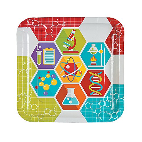 Fun Express - Science Party Dinner Plates (8pc) for Birthday - Party Supplies - Print Tableware - Print Plates & Bowls - Birthday - 8 Pieces