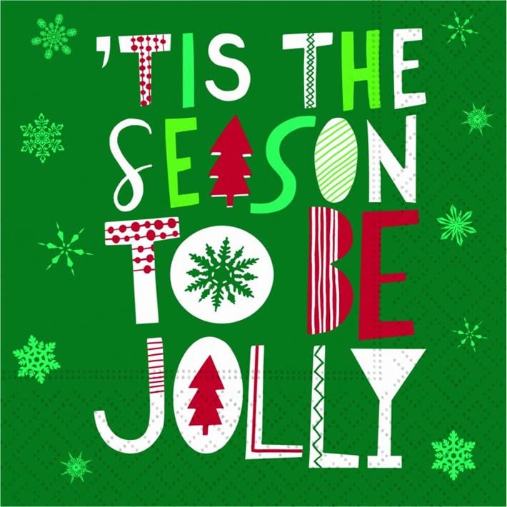 Design Design 624-10449 Tis the Season Beverage Napkin, 3.88-inch Square