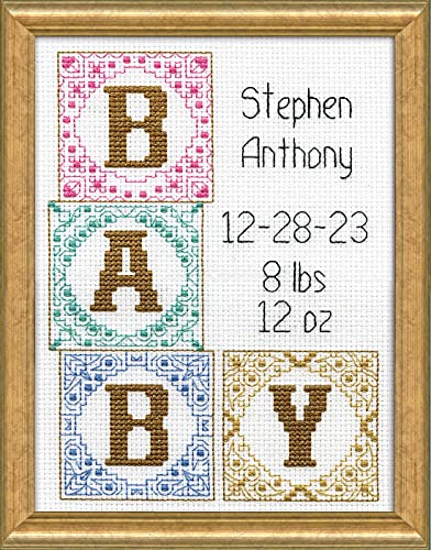 Design Works Crafts Baby Blocks Counted Cross Stitch Kit, White