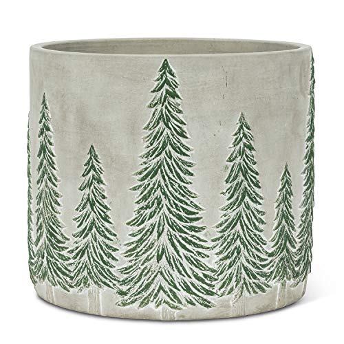 Abbott Collection  27-JASPER-890-XLG Extra Large Snowy Tree Planter, 7 inches H, Grey/Green