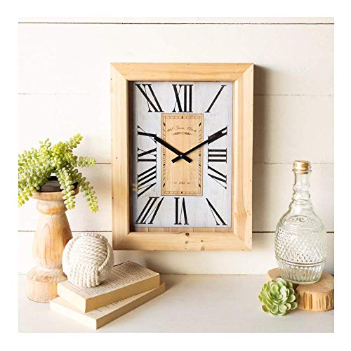 VIP Home and Garden BC1030 Wooden Framed Clock with Glass Face, 15.75-inch Height