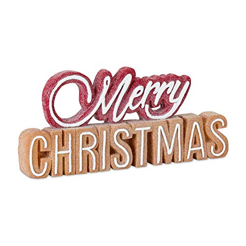 Melrose 81452 Resin Merry Christmas Decorative Sign, 4-inch Height, Multicolor