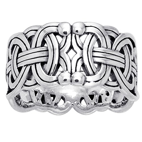 Silver Insanity Viking Braided Wedding Band Borre Knot Norse Celtic 10mm Sterling Silver Ring Size 5(Sizes 4,5,6,7,8,9,10,11,12,13,14,15)