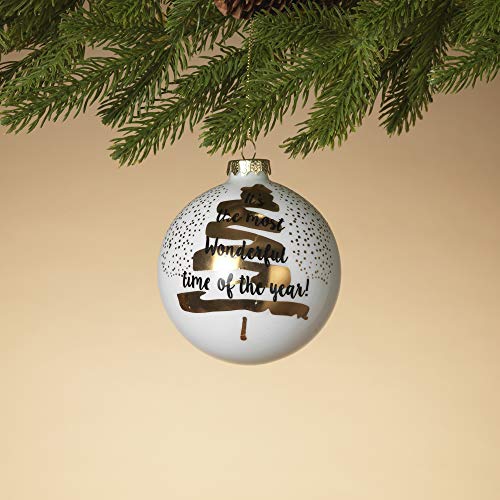 Gerson 2547280 Glass Ball Ornament with Tree, 100 Millimeter
