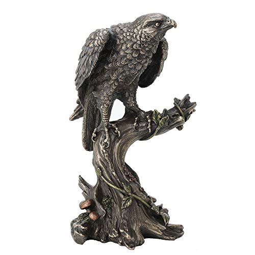 Unicorn Studio Veronese Design 10 Inch Peregrine Falcon Antique Bronze Finish Animal Wild Life Birds Hawk Eagle Sculpture Collectible Figurine