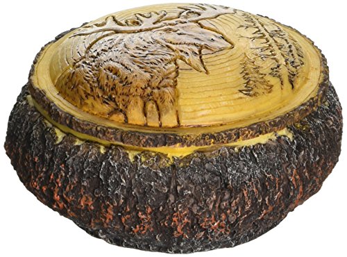 Unison Gifts StealStreet SS-UG-PWC-130 Wood-Like Box with Carved Moose and Tree Background Design, 4"