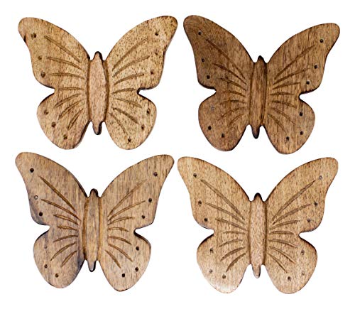 Boston Warehouse Butterfly Shaped Wood Drink Coasters Set of 4