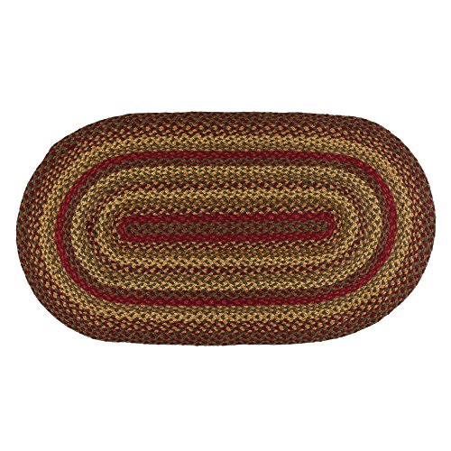 CWI IHF Home Decor Braided Rug 3' X 5' Country Style New Oval Floor Carpet CINNAMON DESIGN Jute Material,Wine, Sage, Tan