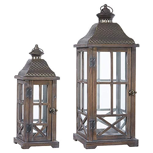 RAZ Imports Pinecone Lodge 24" Lantern, Set of 2