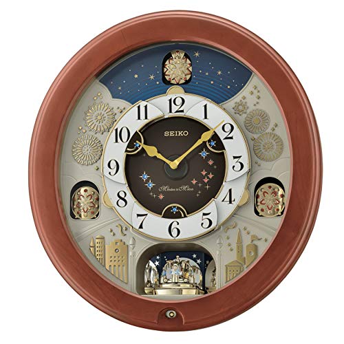 Seiko Bright Stary Night Melodies in Motion Wall Clock, Brown