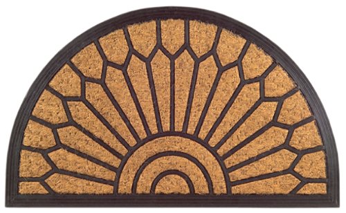 Imports Decor Half Round Rubber Back Coir Doormat, Lily, 18-Inch by 30-Inch