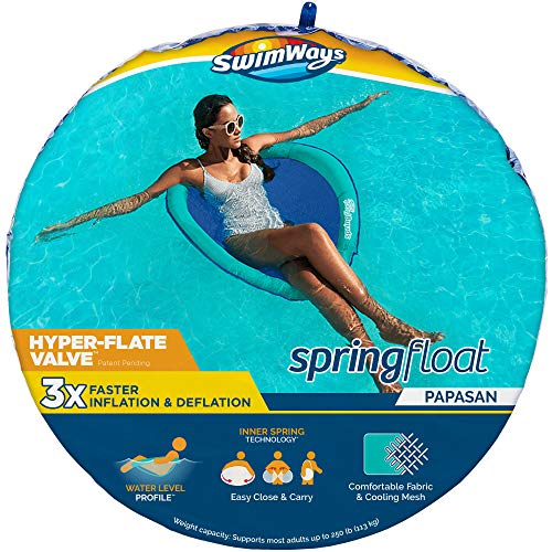 Spin Master SwimWays Spring Float Papasan Pool Lounge Chair with Hyper-Flate Valve, Aqua