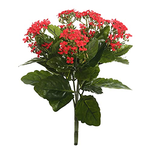 Vickerman Everyday Artificial Red Kanachoe Bush 17.25" Long - Premium Faux Floral Decor for Wedding or Everyday Arrangements - Maintenance Free Flowers