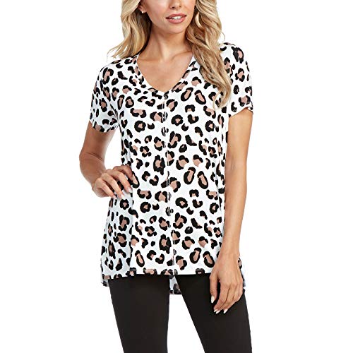 Mud Pie Women's Carson T-Shirt, Leopard, Large