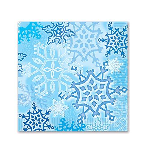 Beistle Snowflake Beverage Napkins, 5", Dark Blue/Light Blue/White
