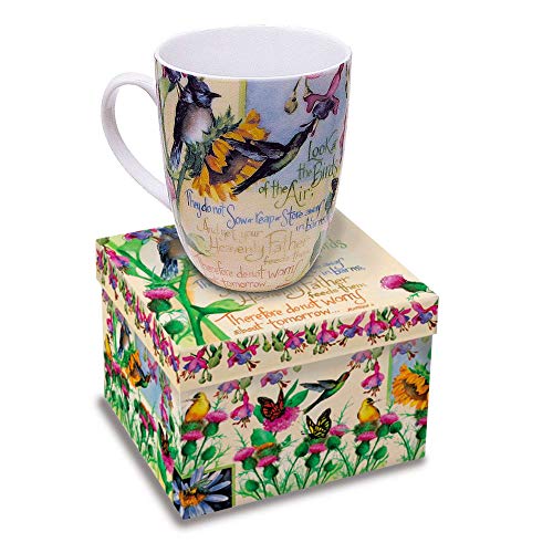 Divinity 12 Oz. Wild Bird Ceramic Coffee Mug with Bible Verse Matthew 6:26 Gift Boxed