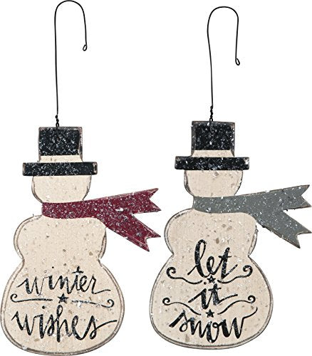 Primitives By Kathy Let It Snow Ornaments Set of 2 Snowmen