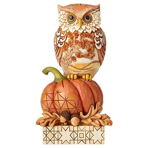 Enesco Jim Shore Heartwood Creek Harvest Owl on Pumpkin Figurine, 6.1", Multicolor