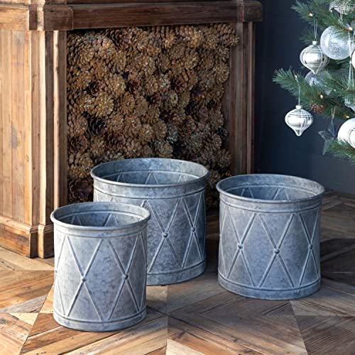 Park Hill Collection XCM90304 Metal Drum Planters, Set of 3