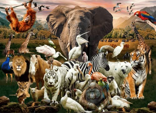 Brain Tree - Animals 500 Piece Puzzles for Adults - Jigsaw Puzzles - Theme : Elephant Puzzle - Lion Jigsaw Puzzles - Safari Jigsaw Puzzles - 500 Piece Puzzle 19.5‚Äö√Ñ√∂‚àö√ë‚àöœÄLx14.5‚Äö√Ñ√∂‚àö√ë‚àöœÄW