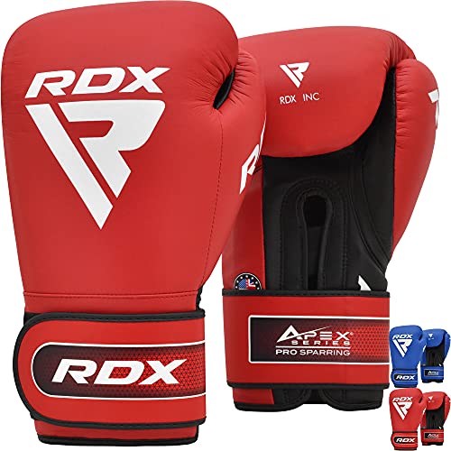 RDX Professional Sparring Gloves, APEX Competition Boxing Fighter Glove, Super Skin Maya Hide Leather, Multi-Layered, Padded Wrist Support, EZ Strap for Firm Secure Fit, Kickboxing Fighting Training