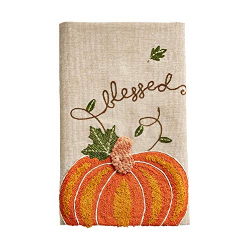 Mud Pie Embroidered Pumpkin Towel,  21" x 14",Blessed