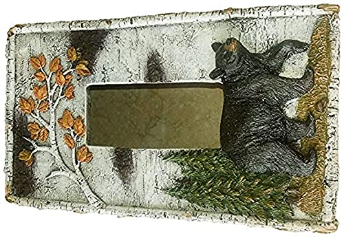 Comfy Hour Western Retro Collection 4" Rustic Nature Birch Black Bear Tissue Paper Holder Cover Box, Polyresin