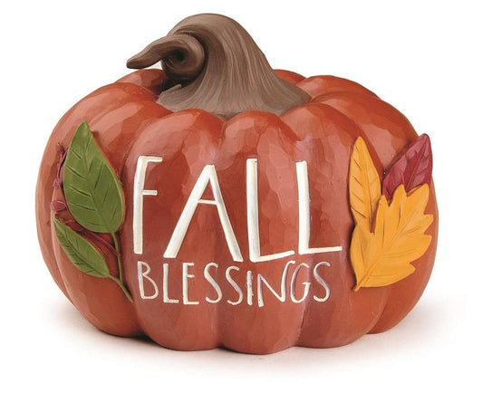 Blossom Bucket 226-13437 Fall Blessings Pumpkin Figurine, 5.25-inch Length