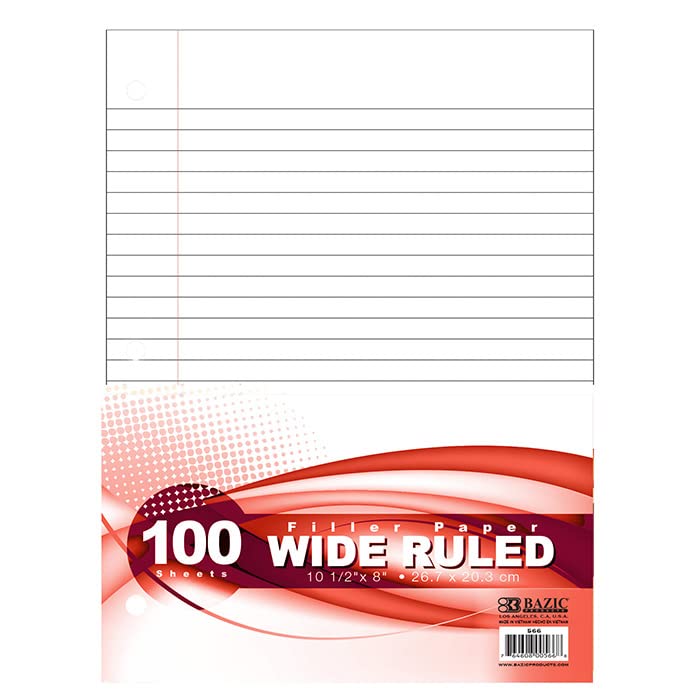 BAZIC W/R 100 Count Filler Paper,White