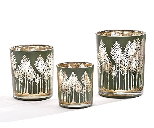 Giftcraft 681306 Christmas Candle Holders, Set of 3,Glass, Green