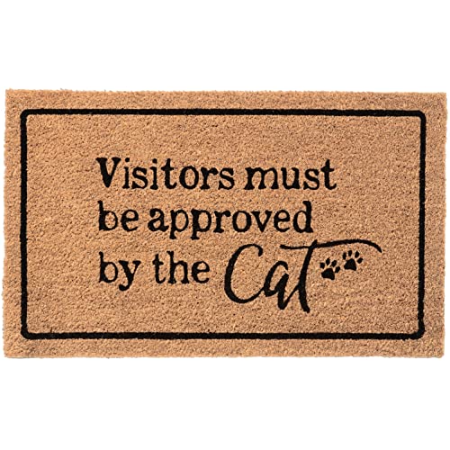 Larry Traverso Cats Visitor 100% Coir Doormat, 18 x 30 inches, Naturally Durable, PVC-Backing, Sustainable