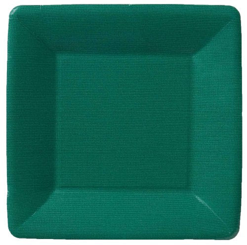 Boston International, Square Plate 7 Inch Classic Linen Dark Green, 8 Count