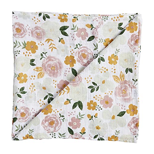 Mud Pie Mustard Floral Swaddle Blanket, 47-inch