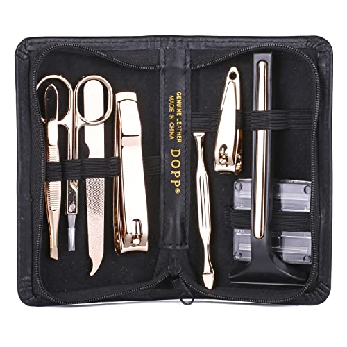 JYS Enterprise Dopp¬Æ 8-Piece Genuine Leather Manicure Set Black