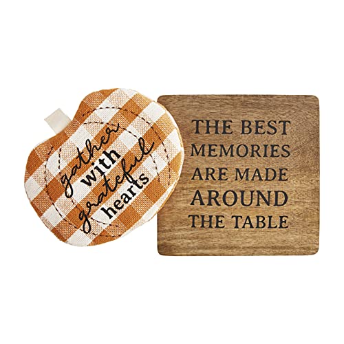 Mud Pie Grateful Hearts Pot Holder Set, 8 1/2-inch