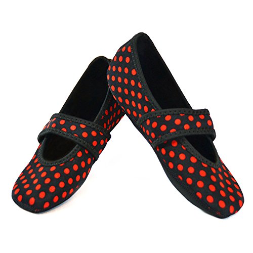 Calla Nufoot Betsy Lou Indoor Womens Shoes Slipper, Black with Red Polka Dots, Large 1 Count