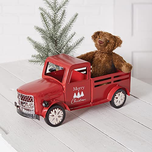 CTW Home Collection Metal Tabletop Christmas Truck Figurine, 16-inch Width, Holiday Season Decoration