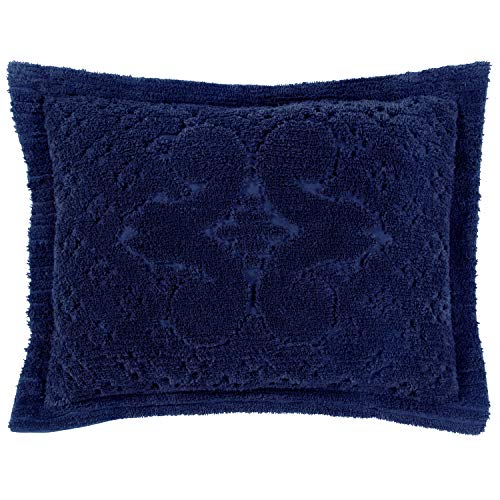 Better Trends Ashton Collection is Super Soft and Light Weight in Medallion Design 100 Pecent Cotton Tufted Unique Luxurious Machine Washable Tumble Dry, Standard Sham, Navy