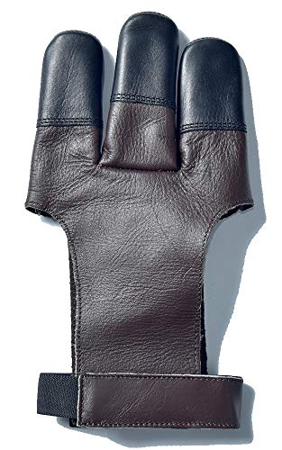 Universe Archery Leather Archery Glove | Handmade Shooting Hunting Three Finger Gloves | Recurve Bow Archery Cow Hide Leather Gloves | Excellent Fitting (XS)