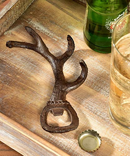 Giftcraft 086517 Cast Iron Antler Design Bottle Opener, 6.25-inch Height, Brown