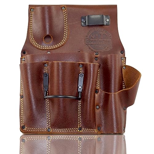 Graintex AS2588 Ambassador Series Drywall Pouch Left-Handed Top Grain Leather, Brown